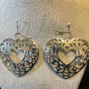 Lovely silver heart lace earrings